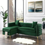 Orzo Luxury Chesterfield Sectional Sofa in Suede - Luxe Maple
