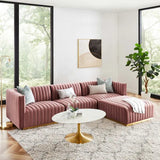 Unline Luxury Sectional Sofa in Suede - Luxe Maple