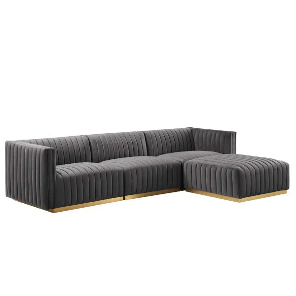 Unline Luxury Sectional Sofa in Suede - Luxe Maple