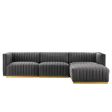 Unline Luxury Sectional Sofa in Suede - Luxe Maple