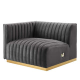 Unline Luxury Sectional Sofa in Suede - Luxe Maple