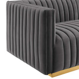 Unline Luxury Sectional Sofa in Suede - Luxe Maple