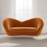 Hana Luxury Modern Velvet Upholstered Curved Sofa - Luxe Maple