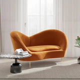 Hana Luxury Modern Velvet Upholstered Curved Sofa - Luxe Maple