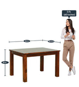 Umrao 4 Seater Dining Table in Honey Teak Color - Luxe Maple