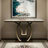 Oval Golden Console Table - Stainless Steel - Luxe Maple