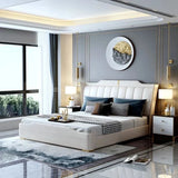 Superb Luxury Upholstered Bed In Leatherette - Luxe Maple