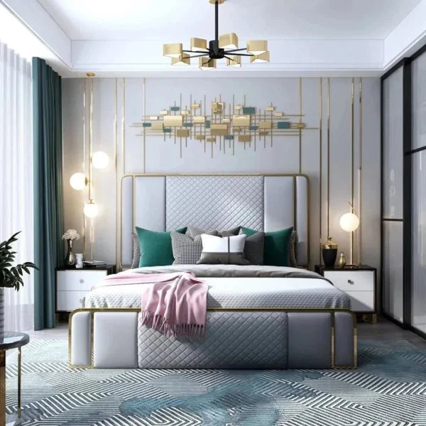 Matrix Luxury Upholstered Bed In Leatherette - Luxe Maple