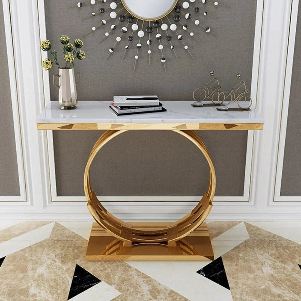 Rolex Golden Console Table - Stainless Steel - Luxe Maple