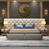 Casper Premium Upholstered Bed With Side Tables in Suede - Luxe Maple