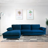 Inox Modern Suede Sectional Sofa - Luxe Maple
