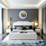 Superb Luxury Upholstered Bed In Leatherette - Luxe Maple