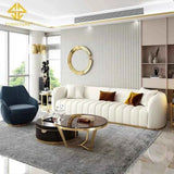 Western Luxury Modern Suede Sofa Set in Off White