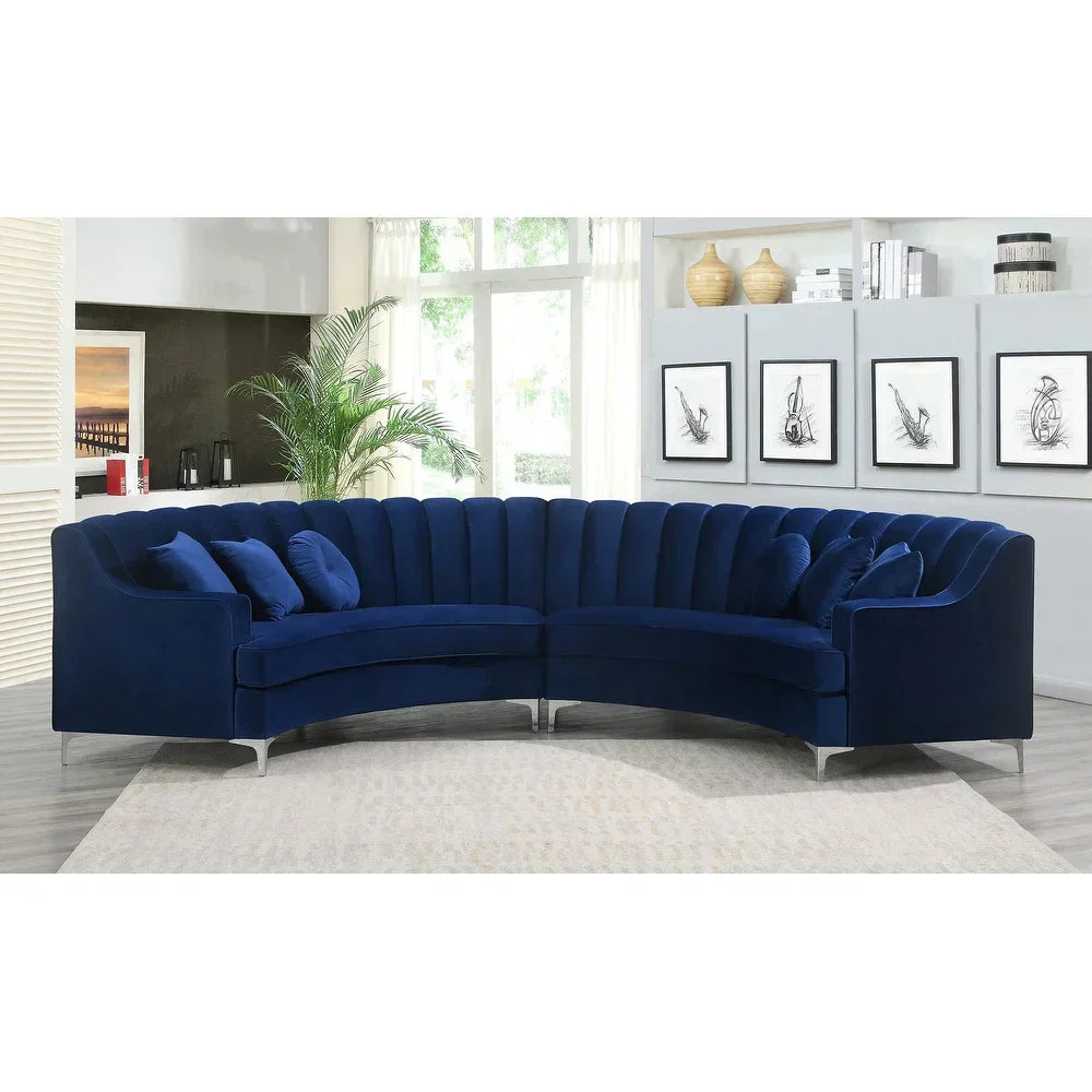 Mexican Round Modern Suede Sectional Sofa - Luxe Maple