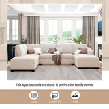 Jeffo Modern Suede Sectional U Shape Sofa - Luxe Maple