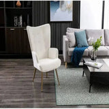 Kitty Button-Tufted Wingback Chair - Luxe Maple