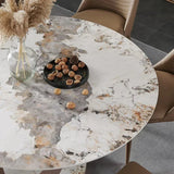 Pop-star Luxury 4 Seater Round Dining Table in Beige - Luxe Maple