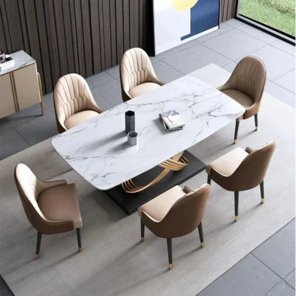 Inox Luxury 6 Seater Dining Table in Brown - Luxe Maple