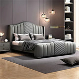 Mario Luxury Upholstered Bed in Leatherette | Modern Luxury Bed - Luxe Maple