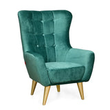 Nano Button-Tufted Wingback Chair In Green - Luxe Maple