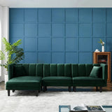 Yollo Suede Sectional Sofa in Green - Luxe Maple