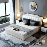 Superb Luxury Upholstered Bed In Leatherette - Luxe Maple