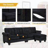 Delray Suede Sectional Sofa in Black - Luxe Maple