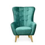 Nano Button-Tufted Wingback Chair In Green - Luxe Maple