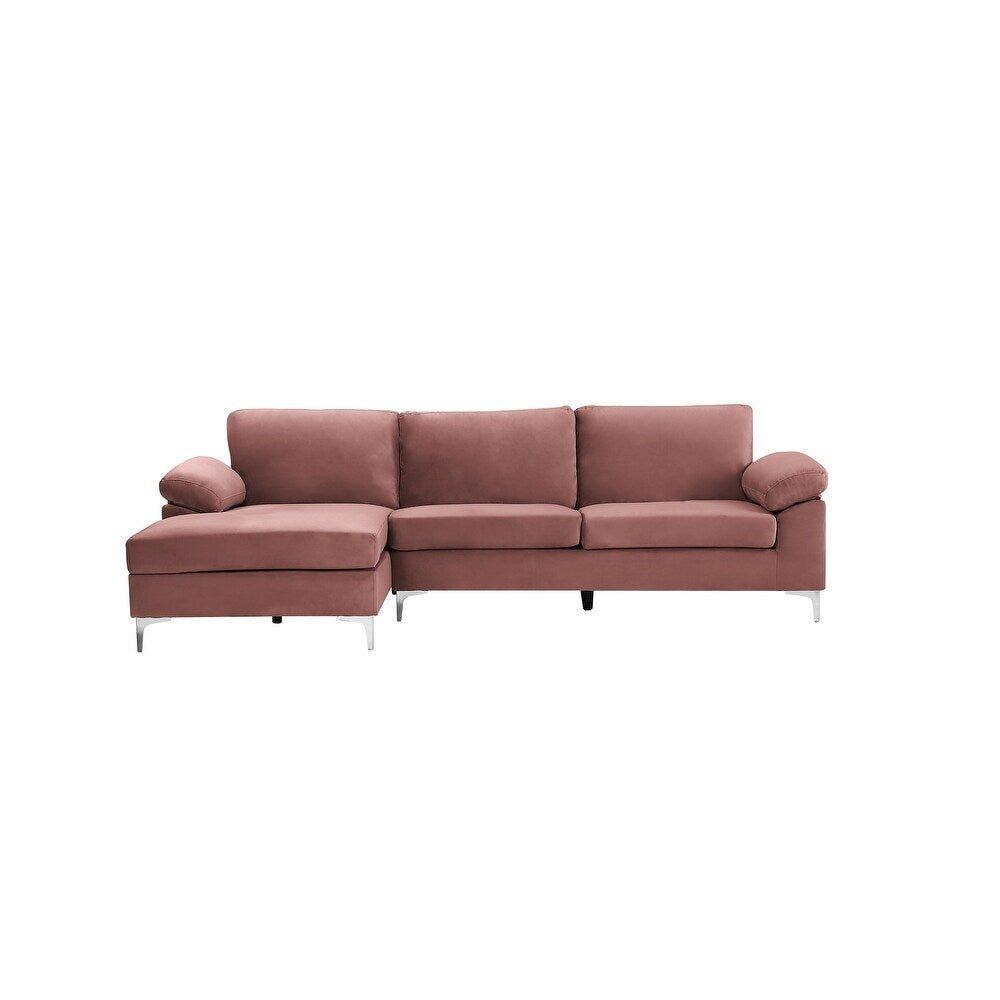 Inox Modern Suede Sectional Sofa - Luxe Maple