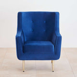 Tiktok Button-Tufted Wingback Chair In Blue - Luxe Maple