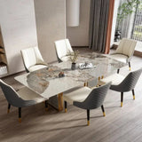 Volvo Luxury 6 Seater Dining Table in Golden Stainless Steel - Luxe Maple