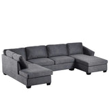 Jeffo Modern Suede Sectional U Shape Sofa - Luxe Maple