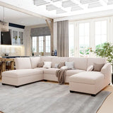 Jeffo Modern Suede Sectional U Shape Sofa - Luxe Maple