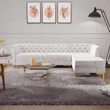 Lexis Tufted back Suede Chesterfield Sectional Sofa - Luxe Maple