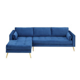 Volly High Back Couch Mid-century Suede SS Legs Chaise Sofa - Luxe Maple