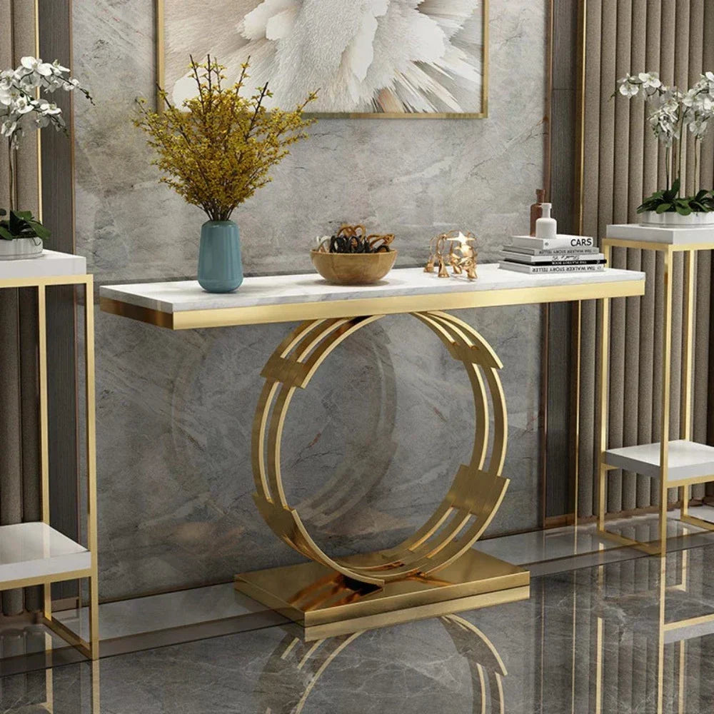 Rolex Golden Console Table - Stainless Steel - Luxe Maple