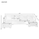 Jeffo Modern Suede Sectional U Shape Sofa - Luxe Maple