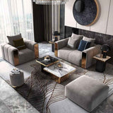Alexa Preimum Modern Sofa Set in Grey Suede