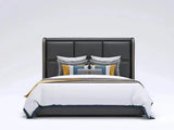 France Luxury Upholstered Bed in Leatherette - Luxe Maple