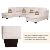 Jeffo Modern Suede Sectional U Shape Sofa - Luxe Maple