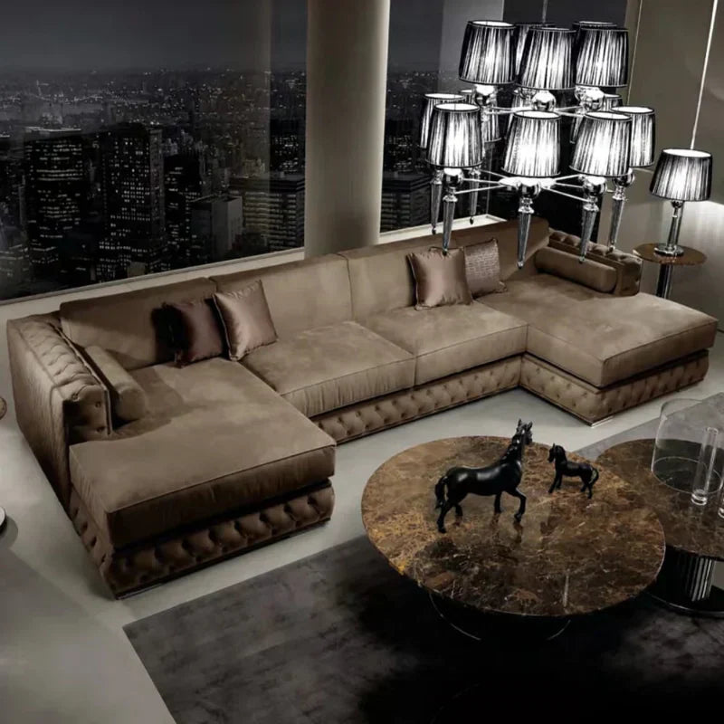 Signature Premium Sectional Sofa in Suede - Luxe Maple