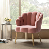 Lotus Upholstered Arm Chair In Velvet - Luxe Maple