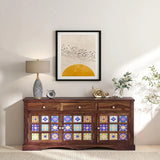Nextra Sheesham Wood Sideboard Cabinet | Solid Wood Storage - Luxe Maple
