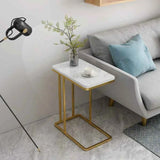 Lexus Side Table in Stainless Steel with Marble Top